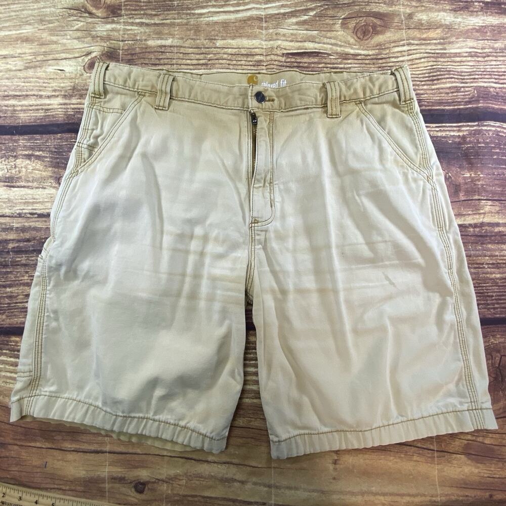 Carhartt Men's Relaxed Fit Canvas Shorts Size 40 Canvas 102514-918 Bleach Look